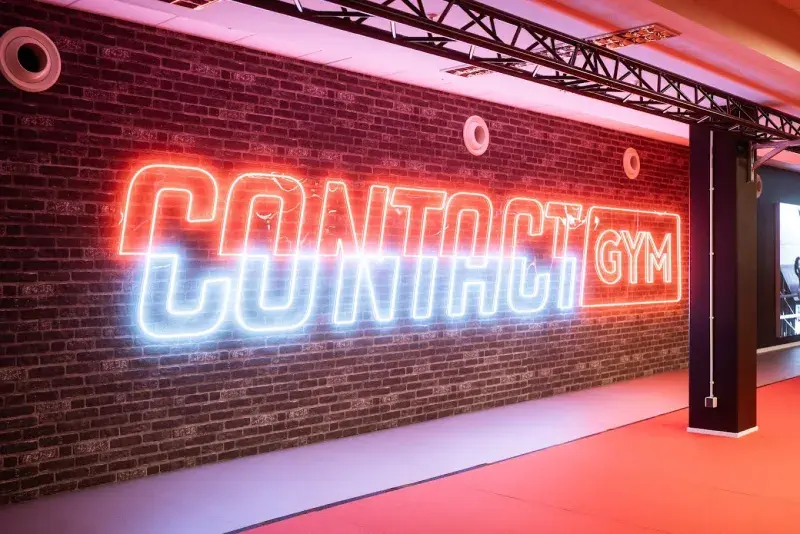Contact Gym oversized LED neon sign fitness custom illuminated signage