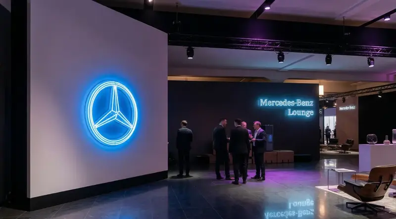 Mercedes-Benz LED neon sign lounge trade show booth custom illuminated signage