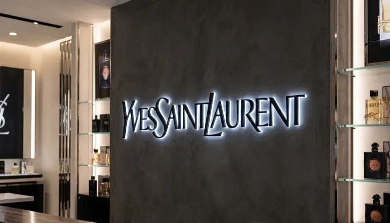 YSL Logo Leuchtschild Ladenbau Store LED Leuchtreklame
