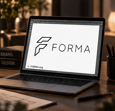 Logoentwurf auf einem Laptop
