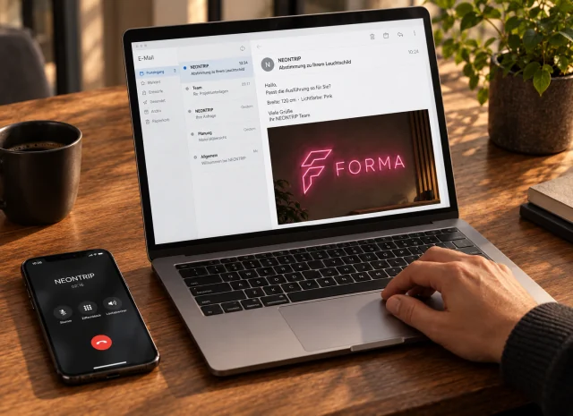 Abstimmung zu Design, Größe und Lichtfarbe per E-Mail und Telefon