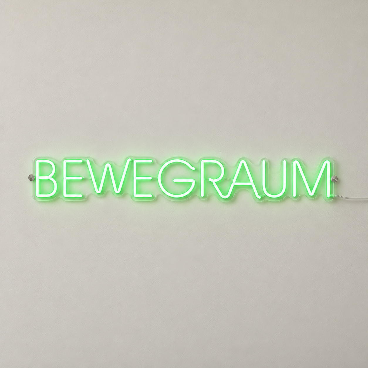 BEWEGRAUM – LED-Neon in Helles Grün, Schrift Avante